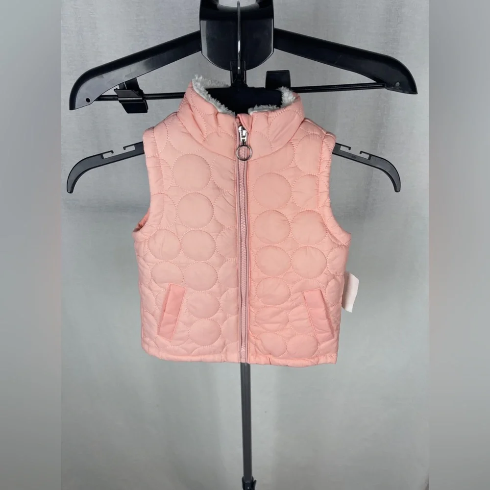 Urban Republic Pink Quilted Vest with Faux Sherpa Size 24 Months NWT